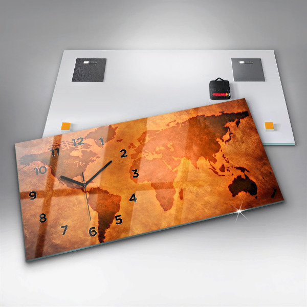 Zegar ścienny poziomy Duża mapa świat