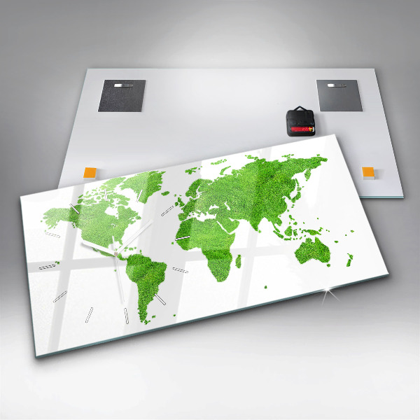 Zegar ścienny poziomy Mapa zielona trawa