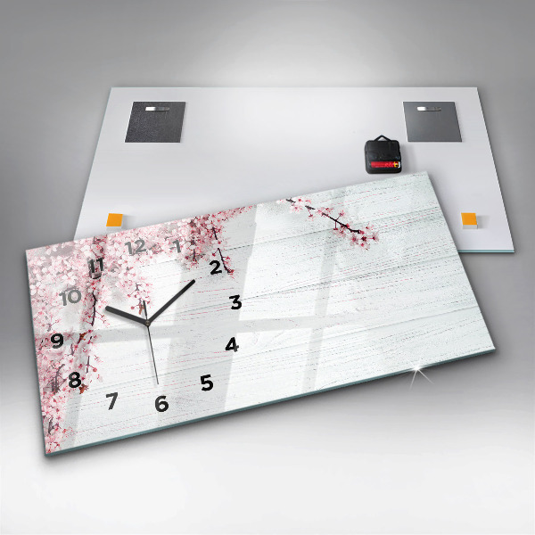 Zegar ścienny poziomy Wiosenne kwiaty