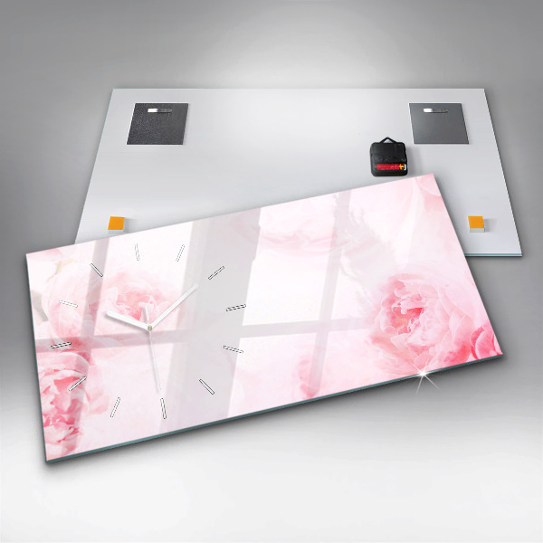 Zegar ścienny poziomy Kwitnące kwiaty