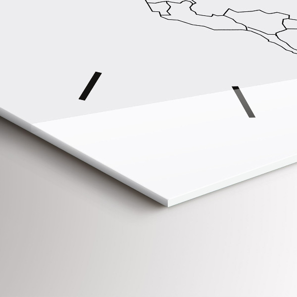 Zegar ścienny poziomy Konturowa mapa świata