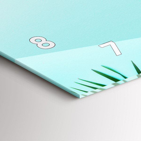 Zegar szklany poziomy Liście palmy