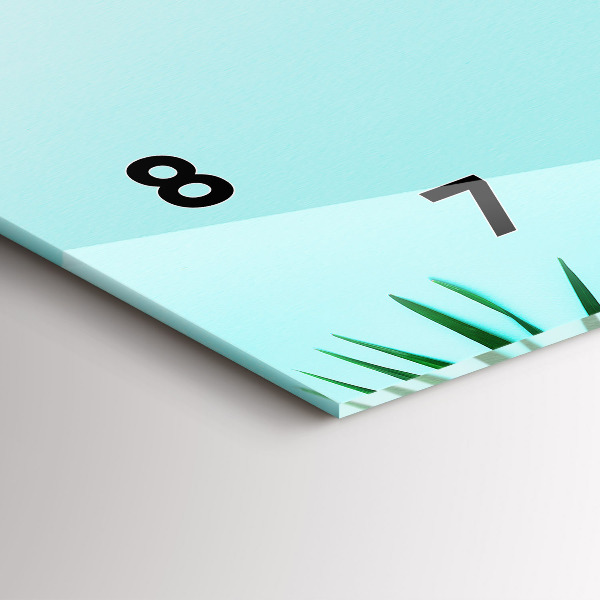 Zegar szklany poziomy Liście palmy