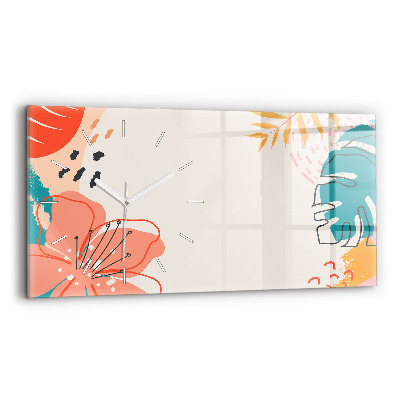 Zegar szklany poziomy Hawajskie rośliny