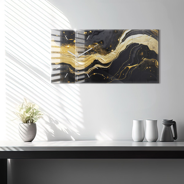 Zegar poziomy Złoty marmur