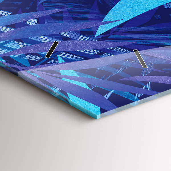 Zegar szklany poziomy Niebieski liście