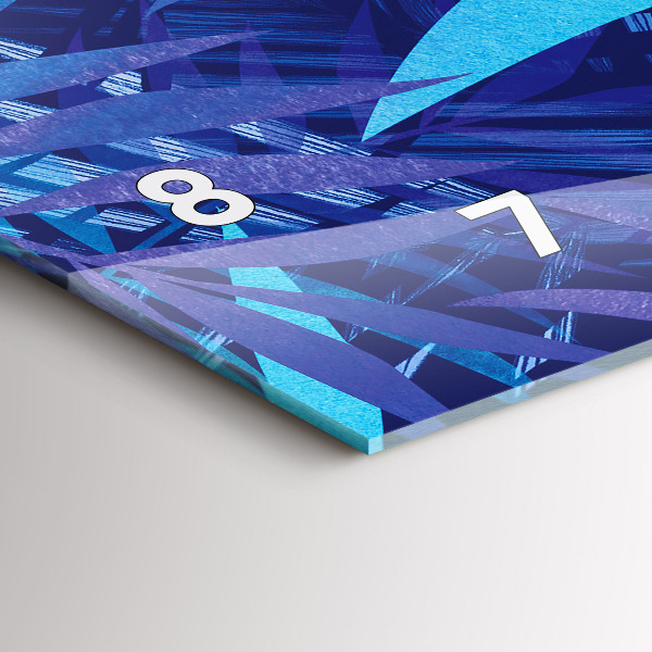 Zegar szklany poziomy Niebieski liście