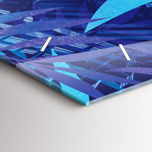 Zegar szklany poziomy Niebieski liście