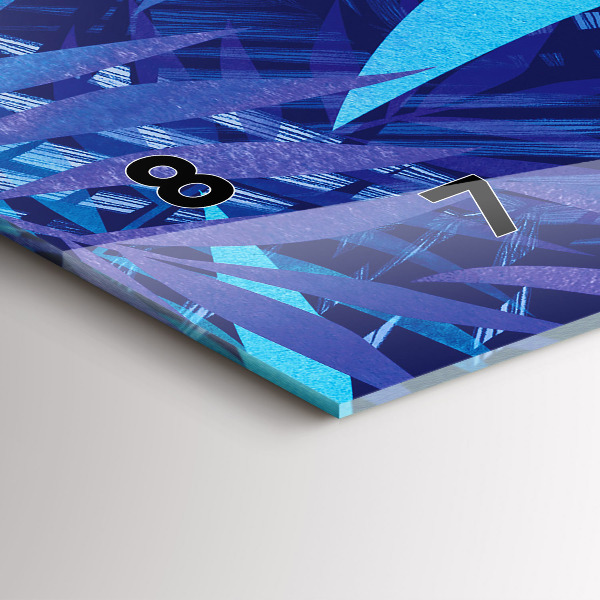 Zegar szklany poziomy Niebieski liście