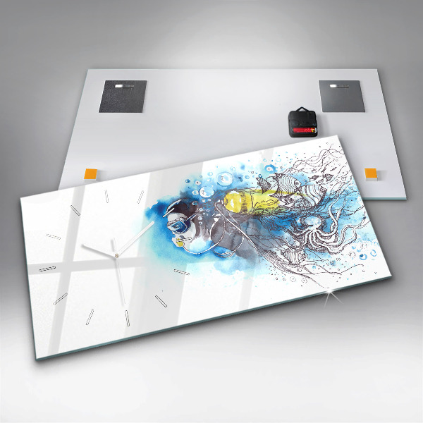 Zegar ścienny poziomy Podwodne życie ryb