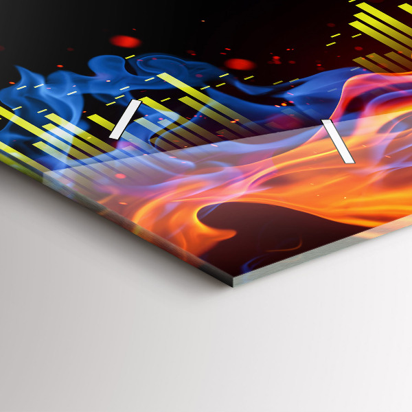 Zegar ścienny poziomy Słuchawki i fale dźwiękowe