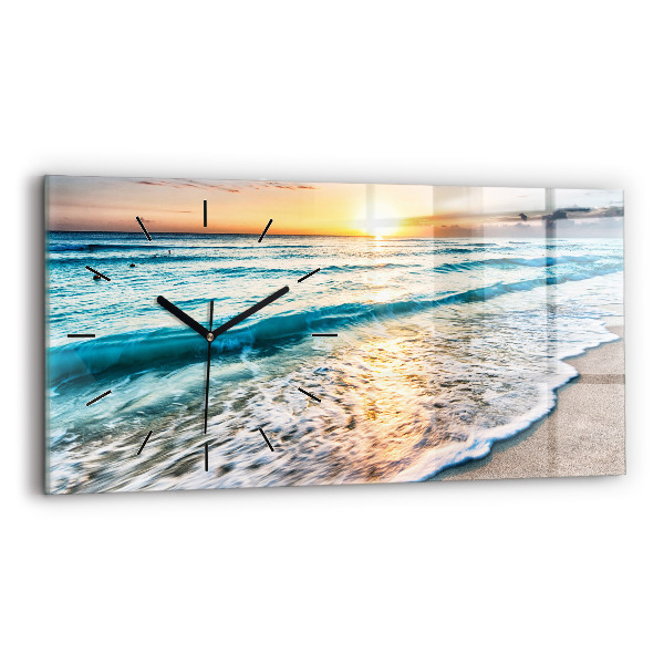 Zegar ścienny poziomy Plaża, morze i piasek