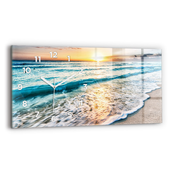Zegar ścienny poziomy Plaża, morze i piasek