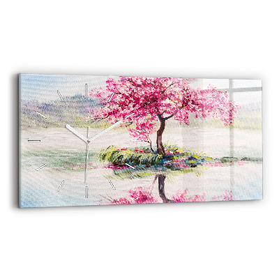 Zegar ścienny poziomy Mozaika drzewa