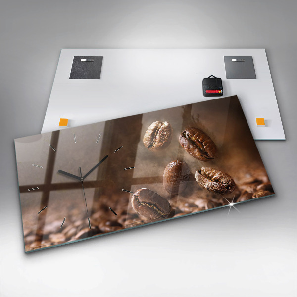 Zegar szklany poziomy Ziarna kawy