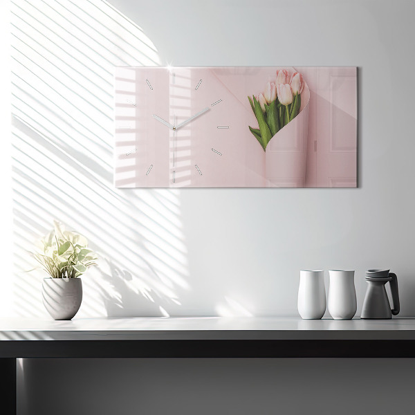 Zegar szklany poziomy Bukiet kwiatów