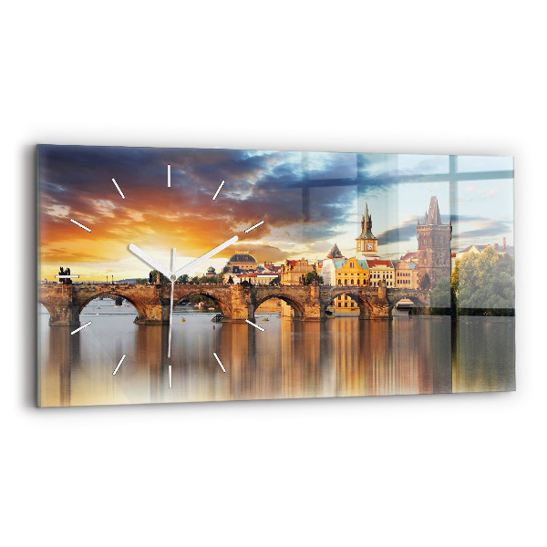 Zegar szklany poziomy Panorama nad rzeką