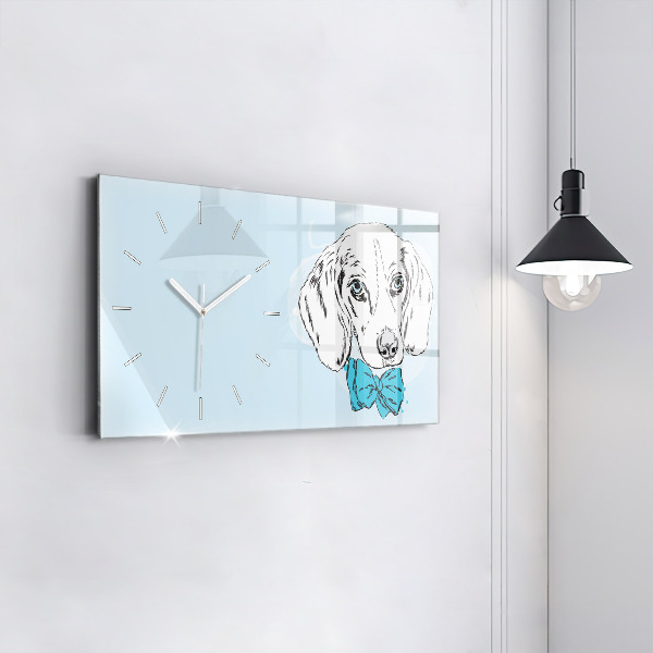 Zegar szklany poziomy Pies szczeniak