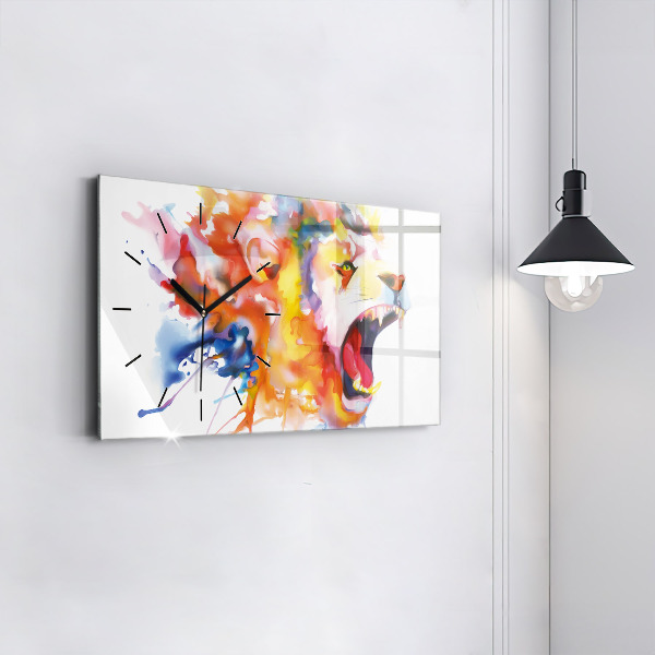 Zegar szklany poziomy Lew – akwarela