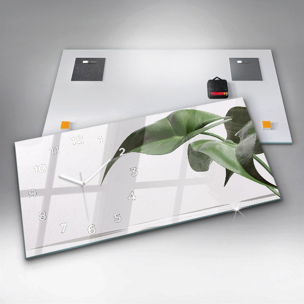 Zegar szklany poziomy Abstrakcyjne liście