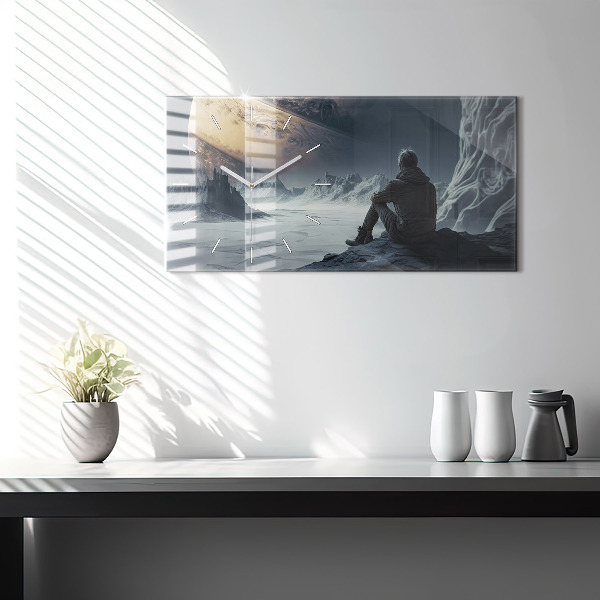 Zegar szklany poziomy Mężczyzna Kosmos Planeta