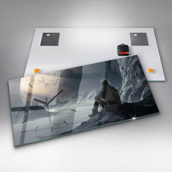 Zegar szklany poziomy Mężczyzna Kosmos Planeta