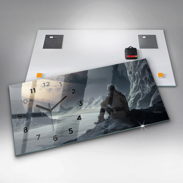 Zegar szklany poziomy Mężczyzna Kosmos Planeta