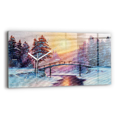 Zegar poziomy Choinka i most