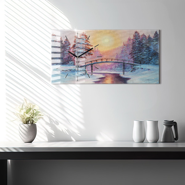 Zegar poziomy Choinka i most