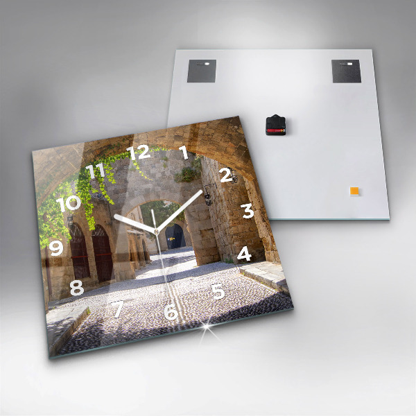 Kwadratowy zegar Malownicza ulica Rodos
