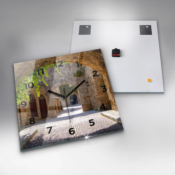 Kwadratowy zegar Malownicza ulica Rodos