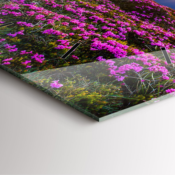 Kwadratowy zegar Wschód słońca i kwiaty