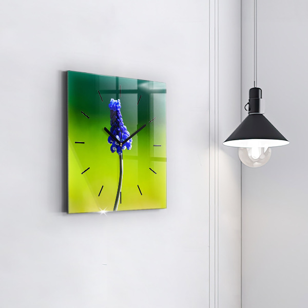 Kwadratowy zegar Niebieskie kwiaty