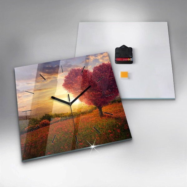 Kwadratowy zegar Miłosne drzewo-serce