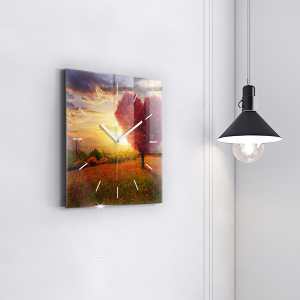 Kwadratowy zegar Miłosne drzewo-serce