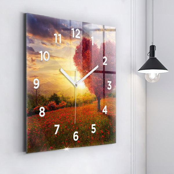 Kwadratowy zegar Miłosne drzewo-serce