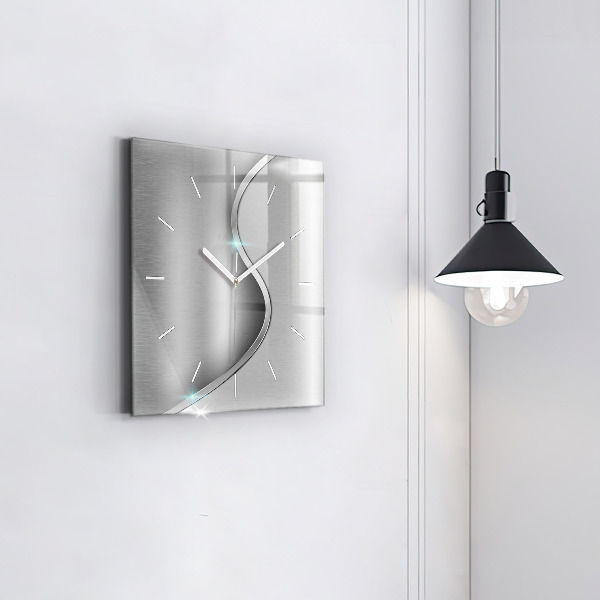 Zegar na ścianę kwadratowy Szara abstrakcja metalu