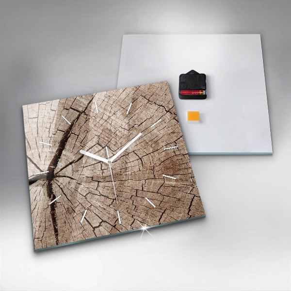 Kwadratowy zegar Stary pień drewna
