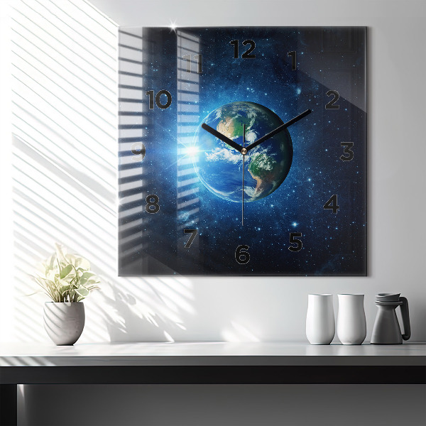 Zegar na ścianę kwadratowy Ziemia i galaktyka – NASA