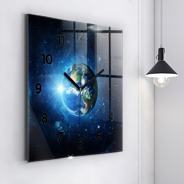 Zegar na ścianę kwadratowy Ziemia i galaktyka – NASA