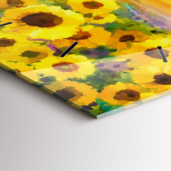 Zegar na ścianę kwadratowy Pole Słoneczników