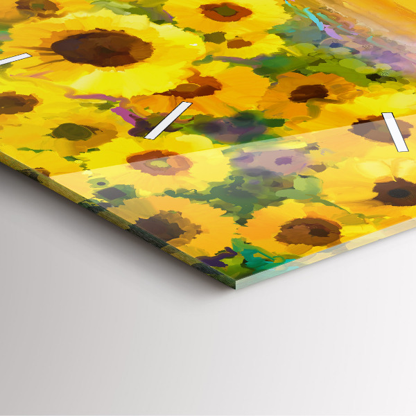 Zegar na ścianę kwadratowy Pole Słoneczników