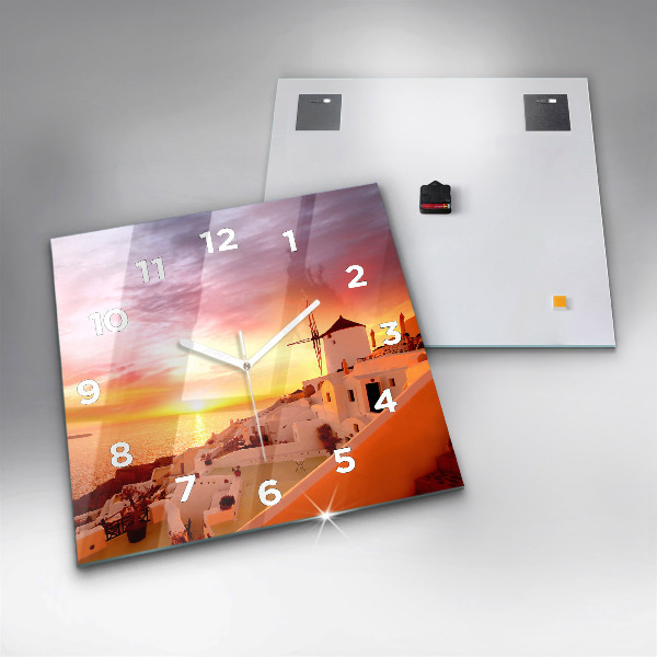 Kwadratowy zegar Stary wiatrak w Santorini