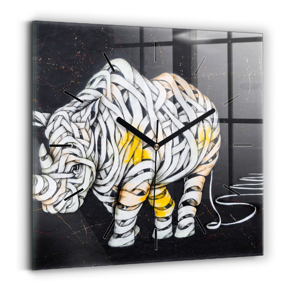 Kwadratowy zegar Abstrakcyjny nosorożec