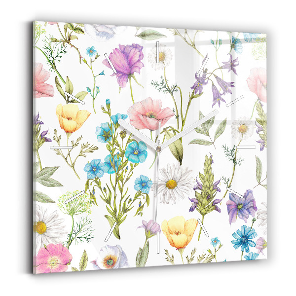 Kwadratowy zegar Kompozycja Kwiatów