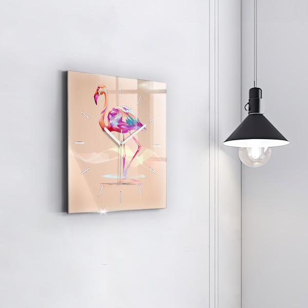 Kwadratowy zegar Ilustracja flaminga