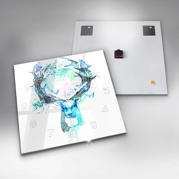 Kwadratowy zegar Ilustracja jelenia