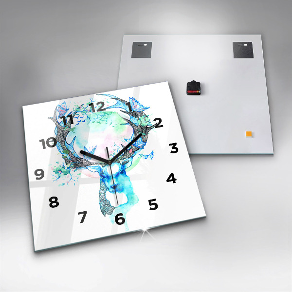 Kwadratowy zegar Ilustracja jelenia