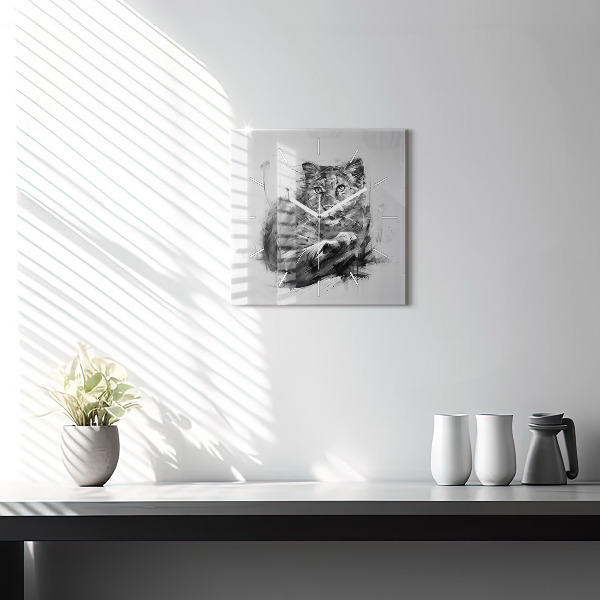 Kwadratowy zegar Malowany lew