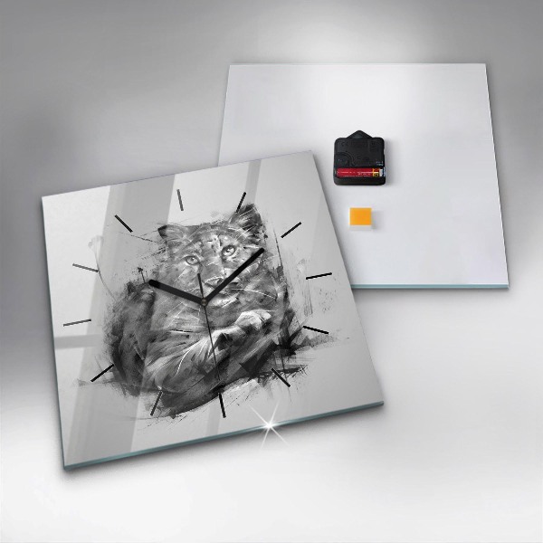 Kwadratowy zegar Malowany lew